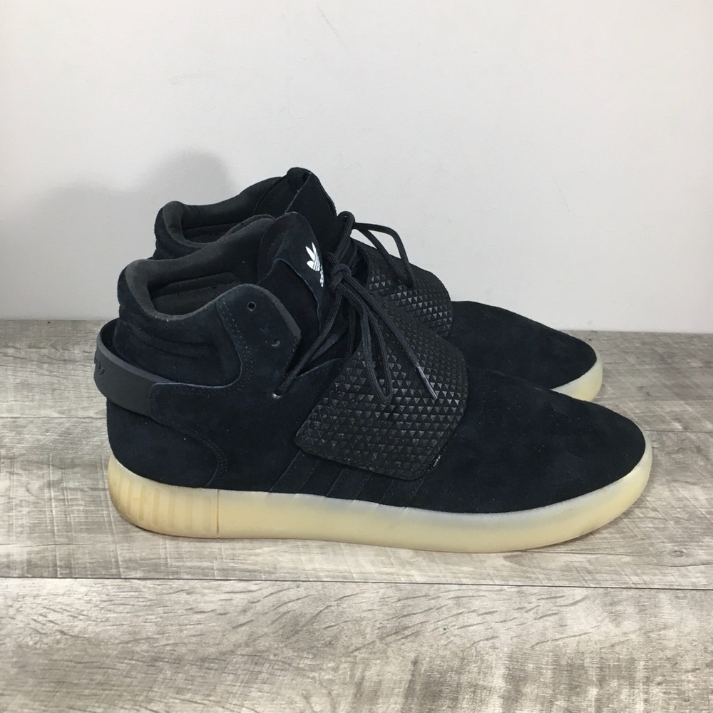 Adidas Tubular Invader Strap BB5037 Hi Top Mens Black Trainers Sneakers Sz 12.5